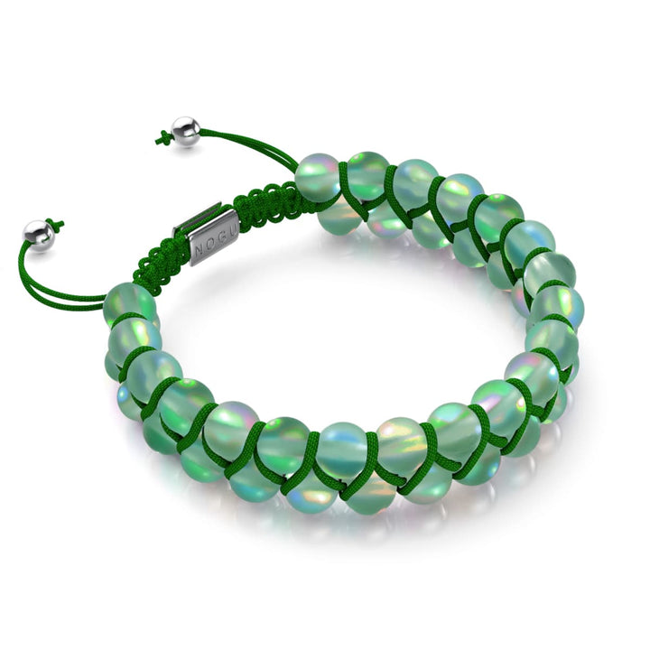 Emerald | Silver | Double Mermaid Glass Bracelet