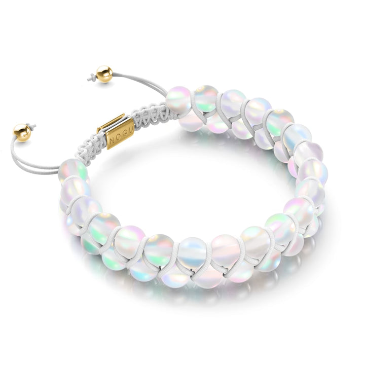 Rainbow White | Gold | Double Mermaid Glass Bracelet