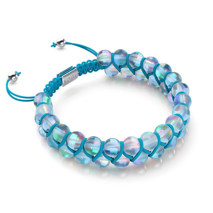 Blue Nebula | Silver | Double Galaxy Glass Bracelet