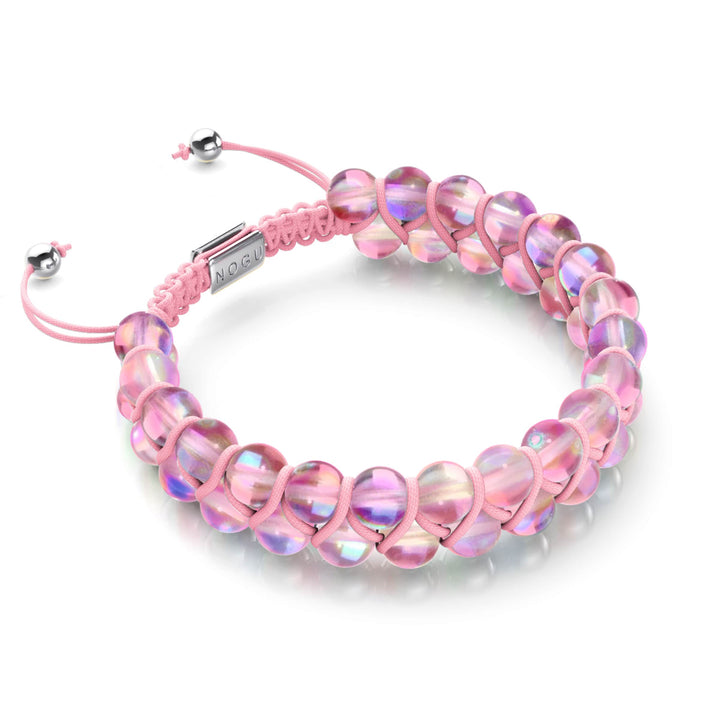 Pink Nebula | Silver | Double Galaxy Glass Bracelet