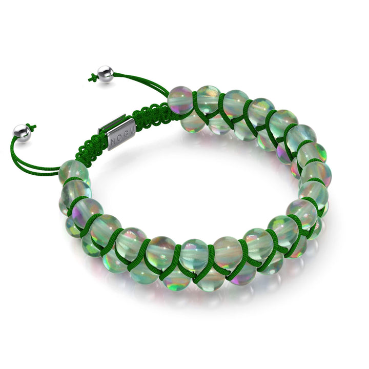 Verdant Moon | Silver | Double Galaxy Glass Bracelet