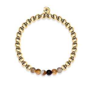 Satisfaction | 18k Gold | Grey Line Agate | Gemstone Expression Bracelet