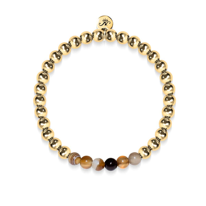 Satisfaction | 18k Gold | Grey Line Agate | Gemstone Expression Bracelet