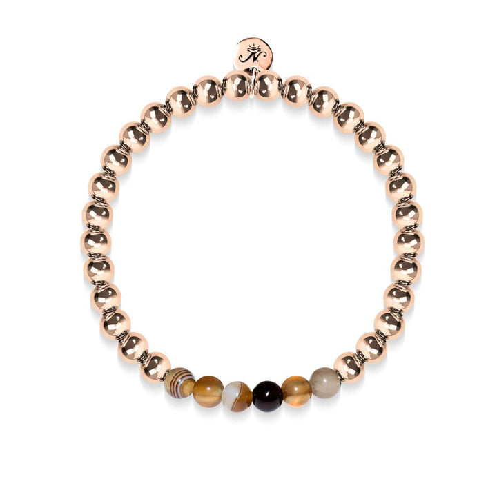 Satisfaction | 18k Rose Gold | Grey Line Agate | Gemstone Expression Bracelet