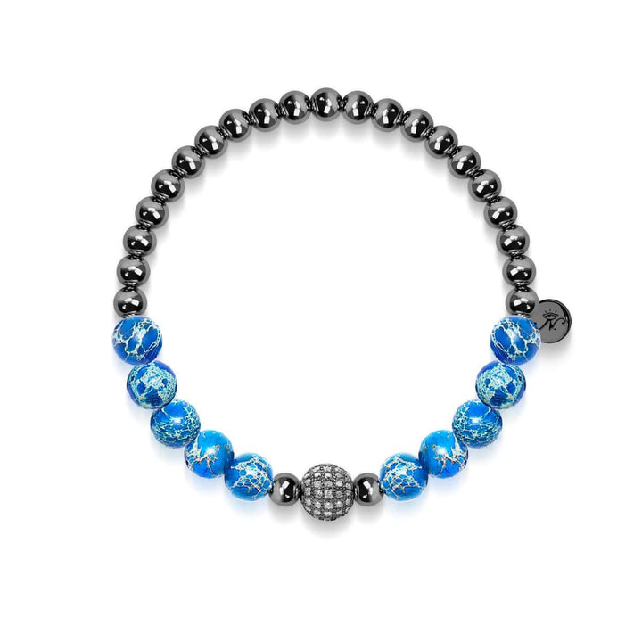 Atlantis | Charcoal Steel | Crystal Sea Stone Bracelet