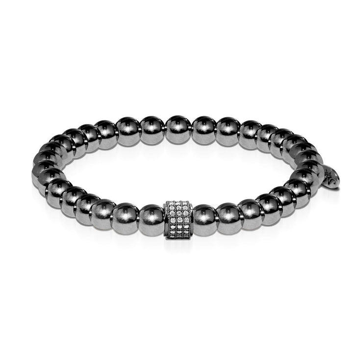 Men's | Gunmetal | Crystal Pave Bead Bracelet