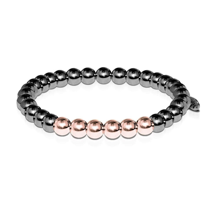 Men's | Gunmetal | 18k Rose Gold | Bead Bracelet