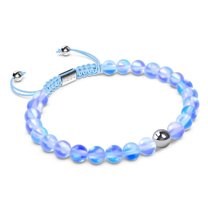 Sapphire | Silver | Mermaid Glass Macrame Bead Bracelet