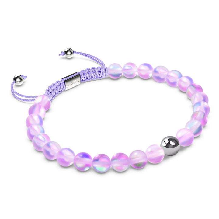 Lavender | Silver | Mermaid Glass Macrame Bead Bracelet