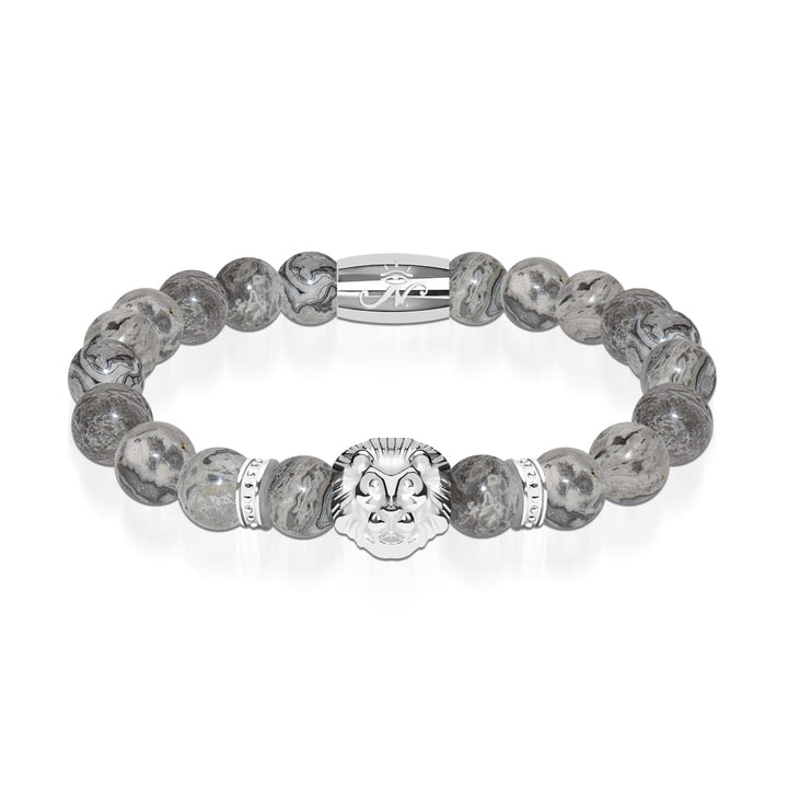 Silver Lion | Leopard Jasper | Kingdom Bead Bracelet