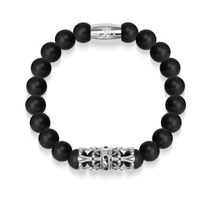 Silver Crown | Matte Black Agate | Kingdom Bead Bracelet