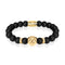 18k Gold Lion | Matte Black Agate | Kingdom Bead Bracelet