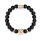18k Rose Gold Lion | Matte Black Agate | Kingdom Bead Bracelet