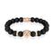 18k Rose Gold Lion | Matte Black Agate | Kingdom Bead Bracelet