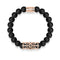 18k Rose Gold Crown | Matte Black Agate | Kingdom Bead Bracelet