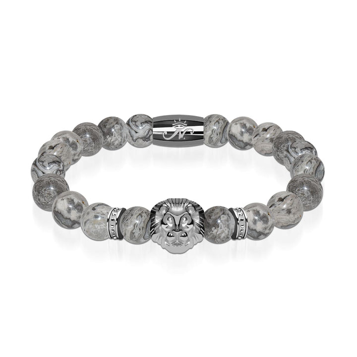 Gunmetal Lion | Leopard Jasper | Kingdom Bead Bracelet