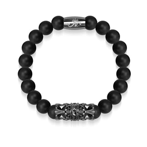Gunmetal Crown | Matte Black Agate | Kingdom Bead Bracelet