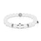 St. Christopher | White Gold Cross | Matte White Agate Bracelet