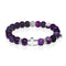 St. Joan of Arc | White Gold Cross | Matte Purple Striped Agate Bracelet