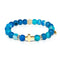 St. Monica of Hippo | Gold Cross | Matte Blue Striped Agate Bracelet