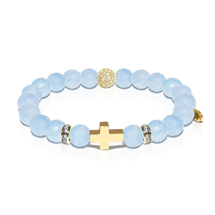 St. Nicholas | Gold Cross | Blue Jade Bracelet