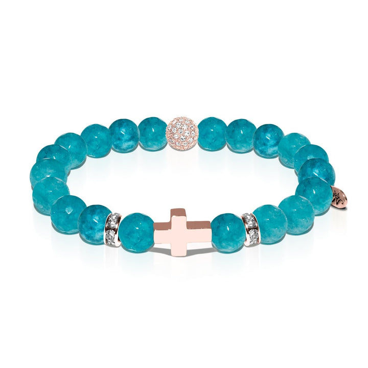St. Sebastian | Rose Gold Cross | Amazon Jade Bracelet
