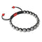 Silver and Red Enamel | Crystal Kikiballa | Macrame Fashion Santa Bracelet | Black