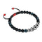 Black Line Agate | Silver and Red Enamel | Balance Stone | Macrame Fashion Santa Bracelet