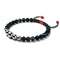 Black Line Agate | Silver and Red Enamel | Balance Stone | Macrame Fashion Santa Bracelet