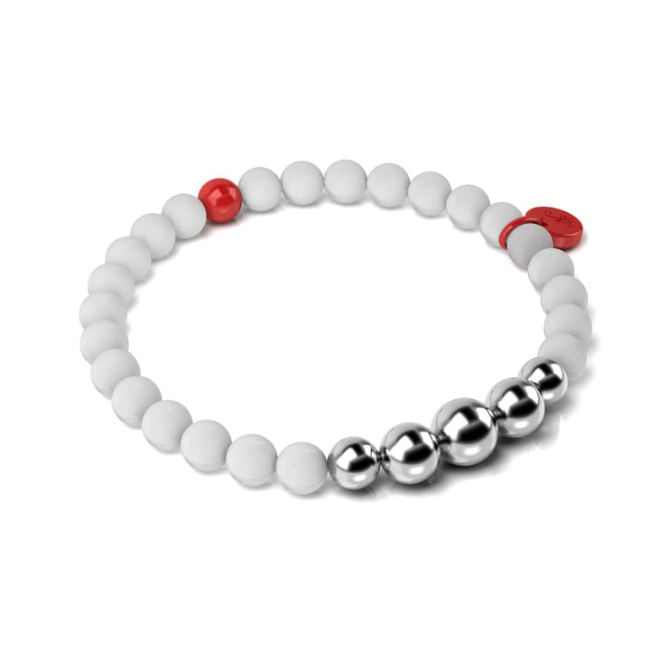 Matte White Agate | Silver and Red Enamel | Aura | Fashion Santa Charm Bracelet