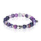 Divination | White Gold Crystal Skull Charm Matte Purple Striped Agate Bracelet