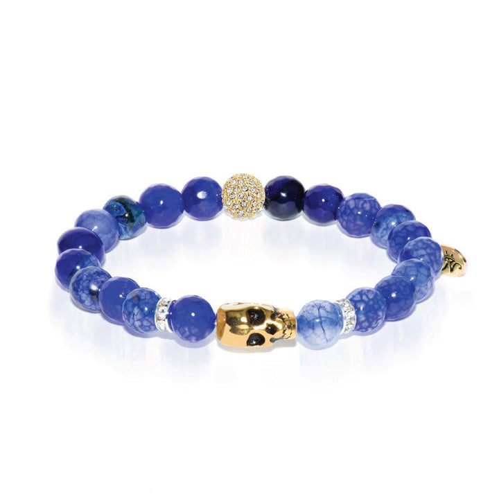 Sigil | Gold Crystal Skull Charm Dark Blue Agate Bracelet