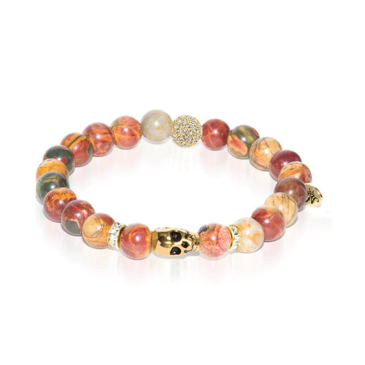 Totem | Gold Crystal Skull Charm Picasso Jasper Bracelet