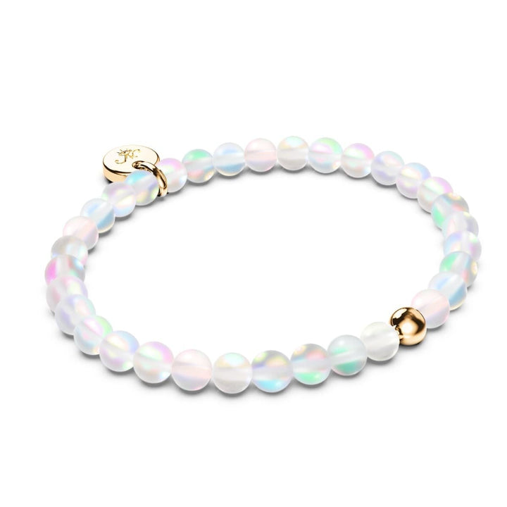 Rainbow White | Gold | Mermaid Glass Bead Bracelet