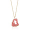 Red Quartz Crystal Druzy Gold Necklace 