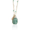 Wildest Dreams | Mossy Jade Stone and Gold Feather Charm Pendant Necklace Necklace