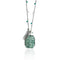 Ivy League | Mossy Jade Stone and Gold Feather Charm Pendant Necklace Necklace