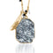 Frozen Dreamscape | Zebra Jade Stone and Gold Feather Charm Pendant Necklace Necklace
