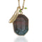 Philosopher Stone | African Agate Stone and Gold Feather Charm Pendant Necklace Necklace