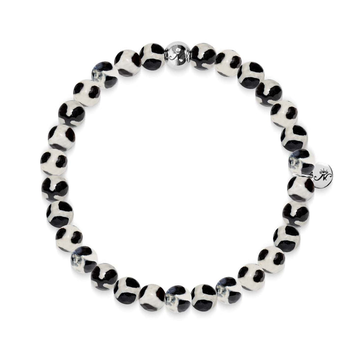 Prosperity | Silver Essence Black Spotted Faceted Agate Bracelet