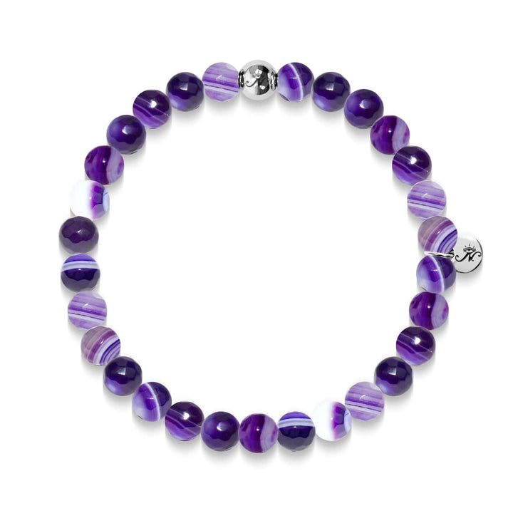 Reflection | Silver Essence Purple Lines Agate Bracelet