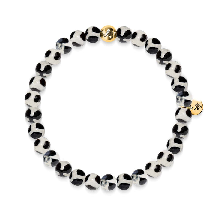 Prosperity | Gold Essence Black Spotted Faceted Agate Bracelet