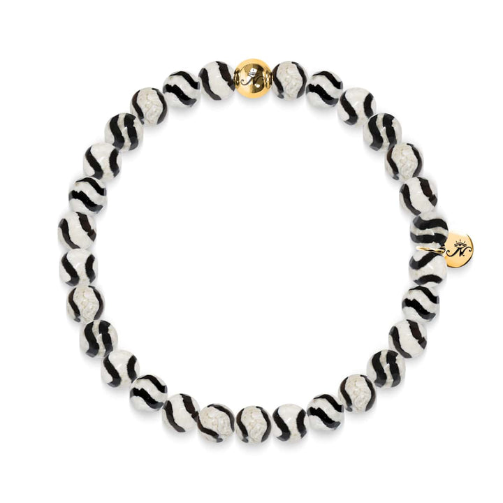 Bliss | Gold Essence Black Wavy Lines Agate Bracelet