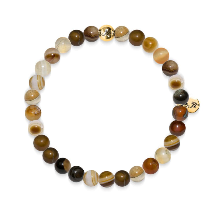 Intelligence | Gold Essence Grey Line Agate Bracelet