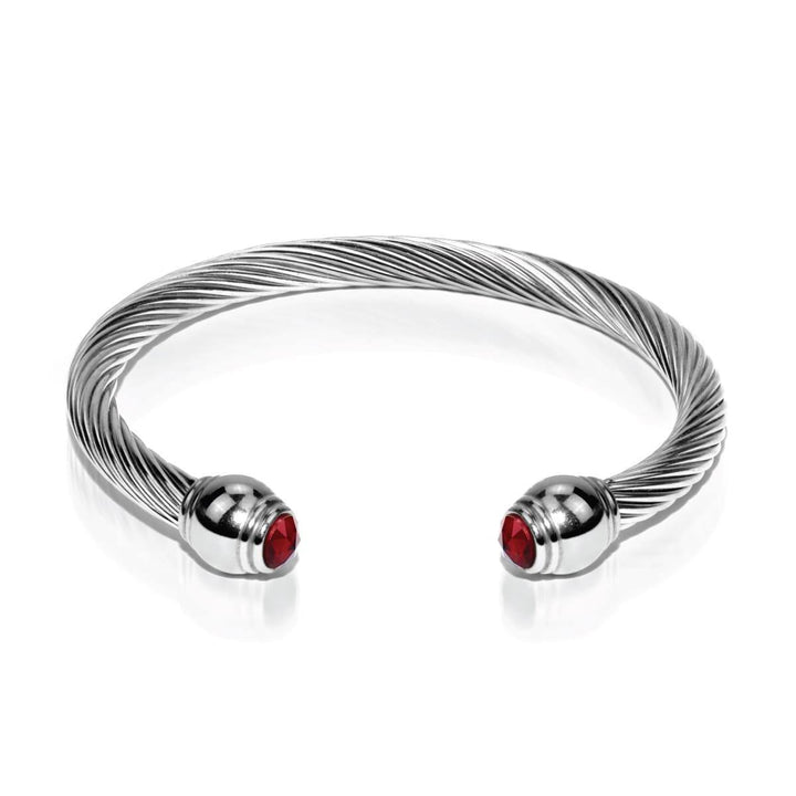 Rhea | Silver | Garnet | Goddess Bangle