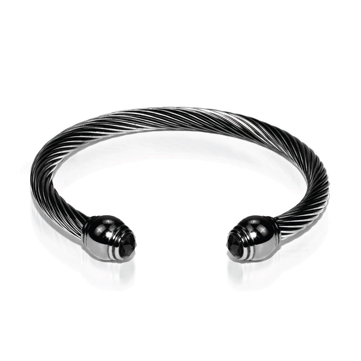 Hera | Gunmetal | Obsidian Crystal | Goddess Bangle
