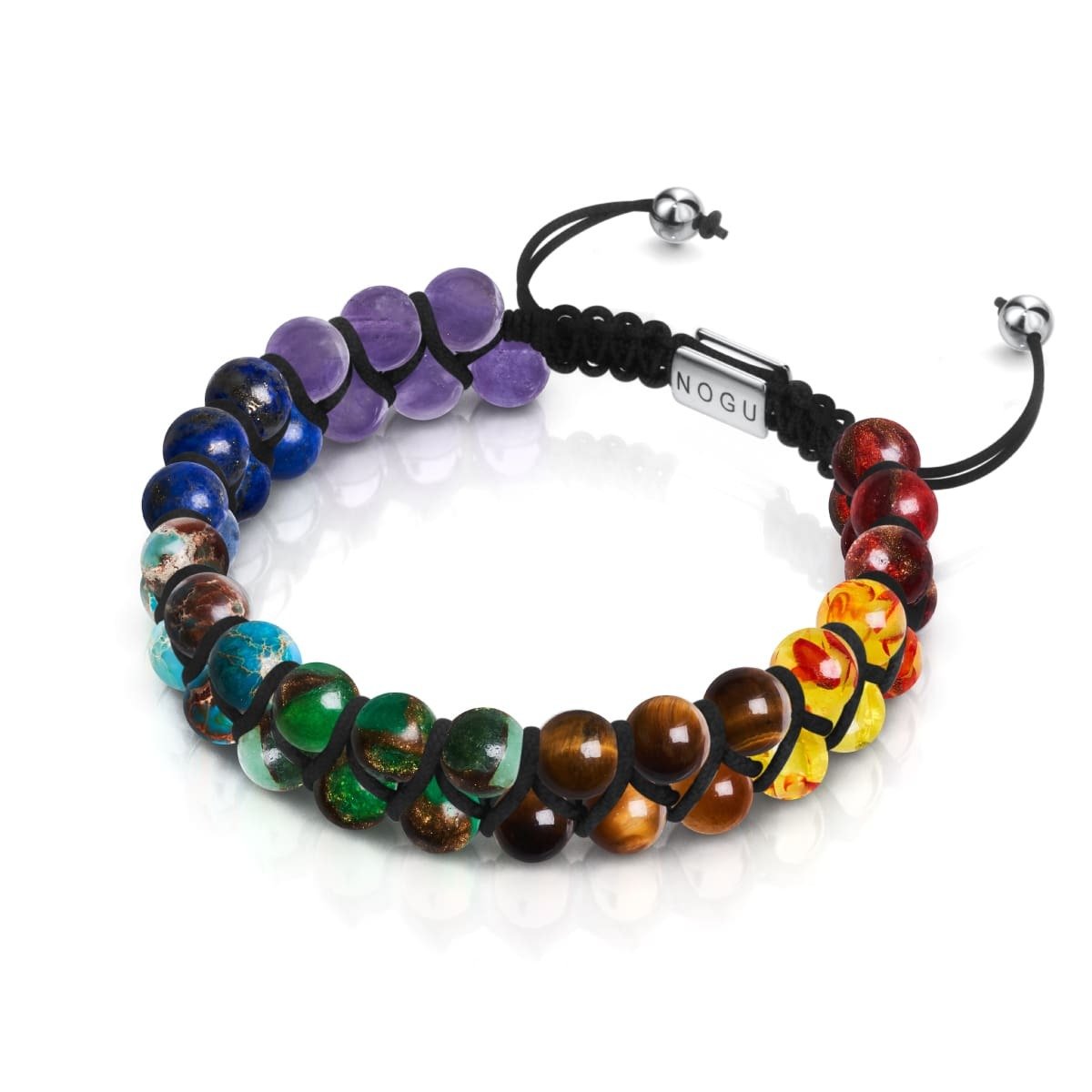 Rainbow Chakra Gemstone Bracelet Men's1