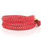 18K Gold and Red Coral on a Red Leather Wrap