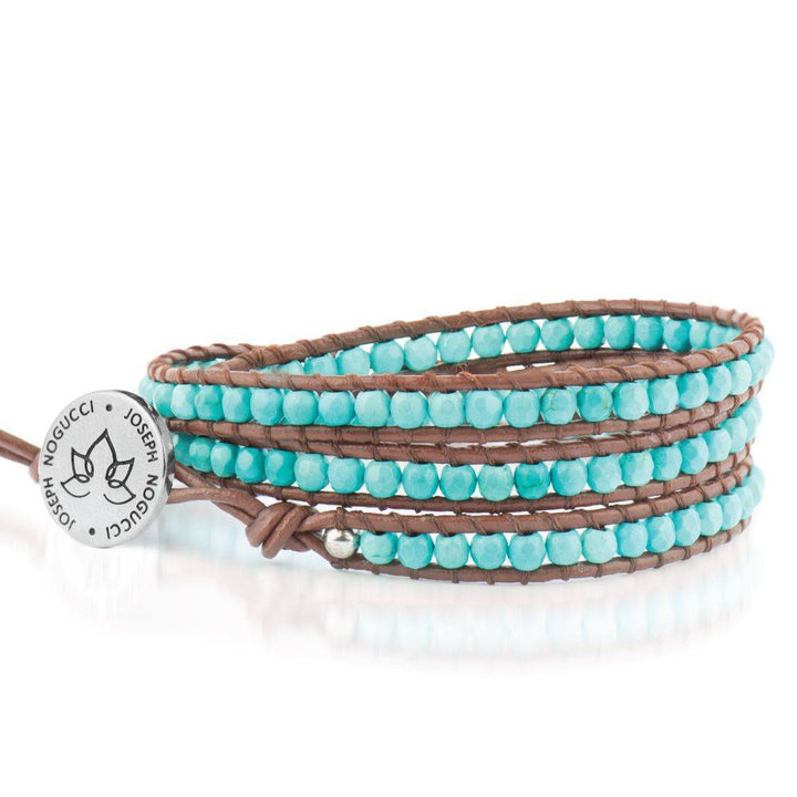 Mediterranean Muse Turquoise | Leather Wrap | Stone Lotus