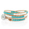 Seafoam Seashore Turquoise & PearlStone | Leather Wrap | Stone Lotus